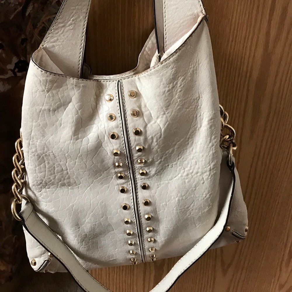 White Studded MK shoulder bag